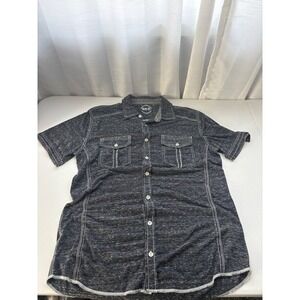 BKE Mens Large Short Sleeve Button Down Shirt Space Dye Charcoal Grey B 9061